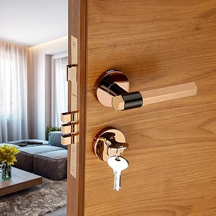 LAPO Premium Full Brass Mortise Door Locks for Main Door and Bedroom Door, Door Lock Handles Set with Lock Body, Main Door Locks for Home, Hotel, Office
