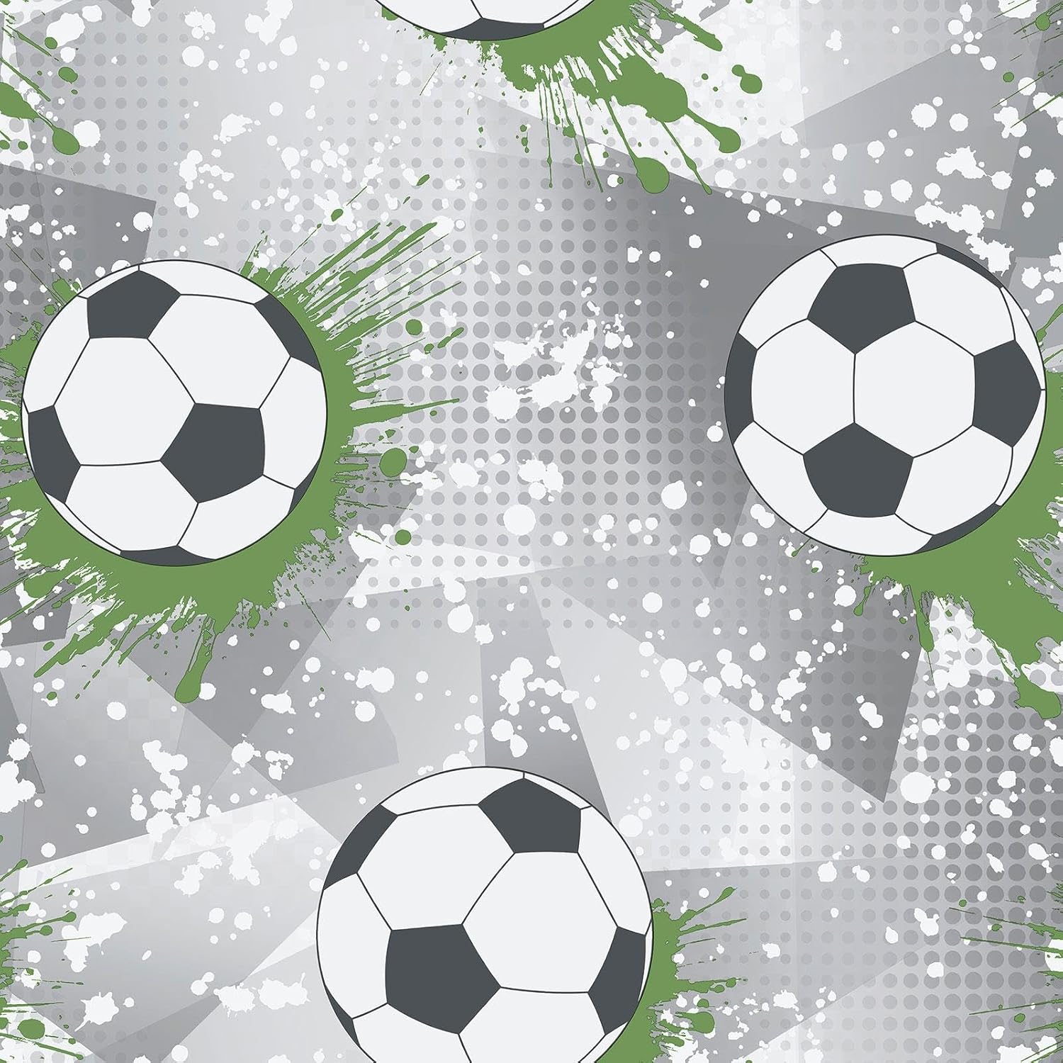 Holden Storybook Football Frenzy Sport Themed Metallic Textured Wallpaper for Kids Bedrooms, Playrooms in Grey/Green 14092