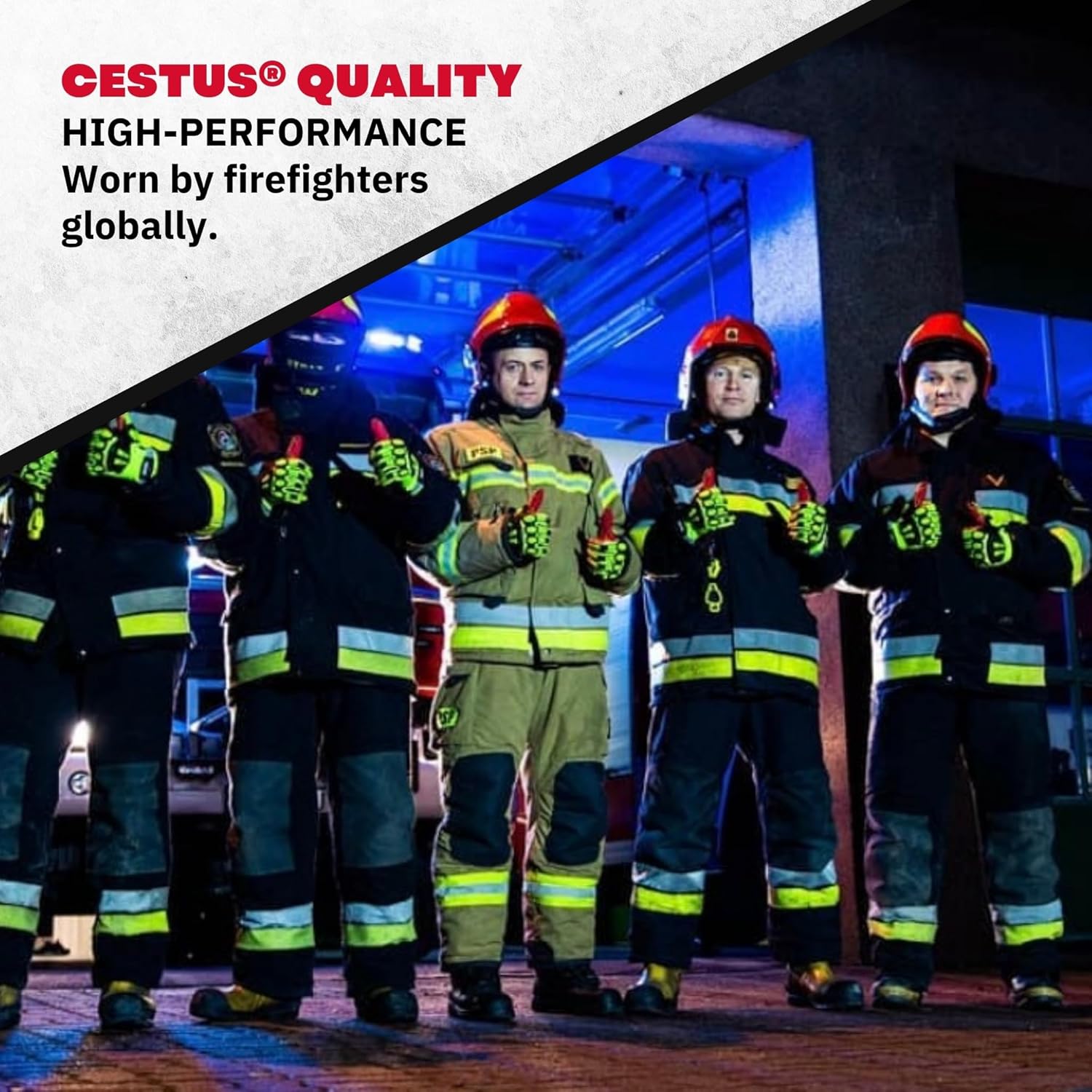 Cestus 3204, Firefighter Rescue Extrication Gloves, 608°F Heat Resistant Silicone Palm, Heavy Duty Impact Gloves for Men