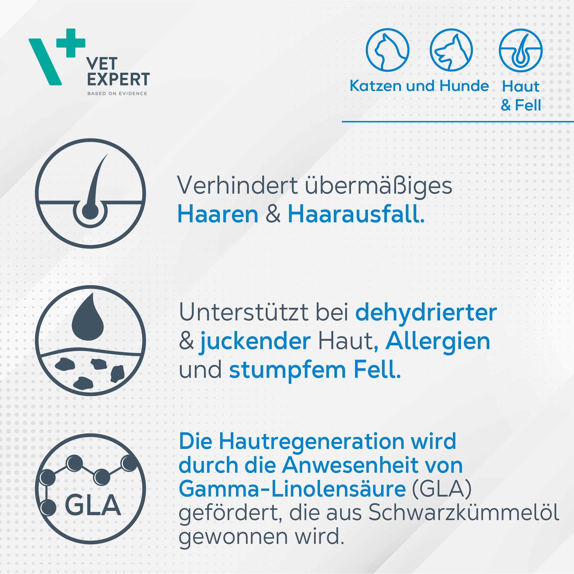 VETEXPERT VetoSkin | 90 Kapseln | Ergänzungsfuttermittel für Hunde & Katzen | Mit Omega-Fettsäuren & Biotin