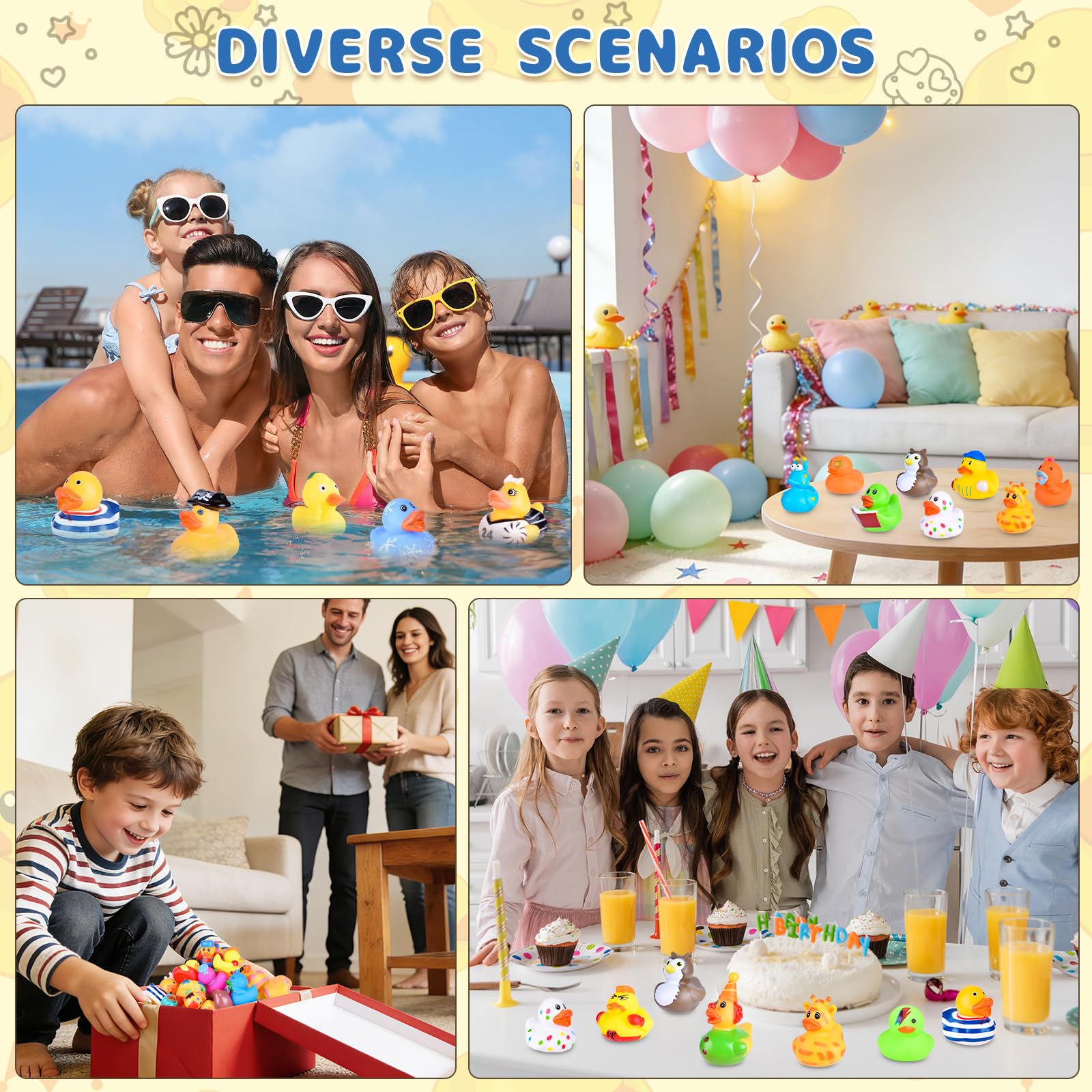 Paquete de 35 patos de goma en surtido a granel, patos Jeep para patos, pequeños patos de goma para bebés pequeños, juguetes de baño de patos, juguetes de piscina, regalos de fiesta para niños con