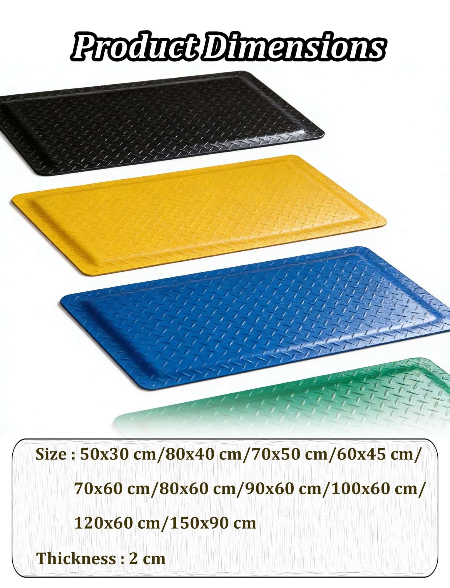 Tappetino in Gomma di Alta qualità | Tappetino da Lavoro Confortevole per Cucina e Garage | Tappetino Antiscivolo Resistente | Ideale per Lunghe Ore in Piedi (Blu, 80x40 cm)