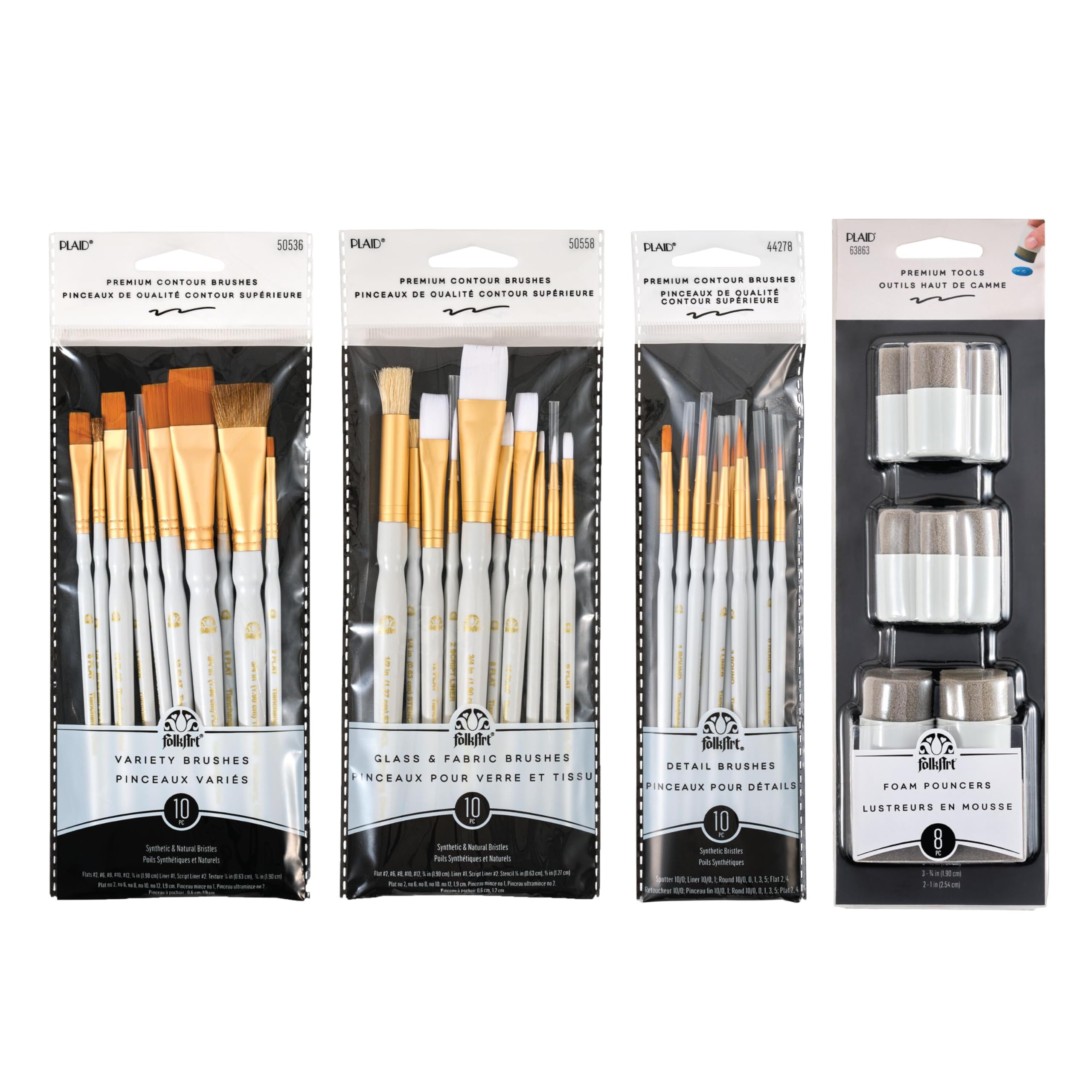 Kit d'outils FolkArt PROMOFATLS24 avec 30 pinceaux et 8 spouncers d'art