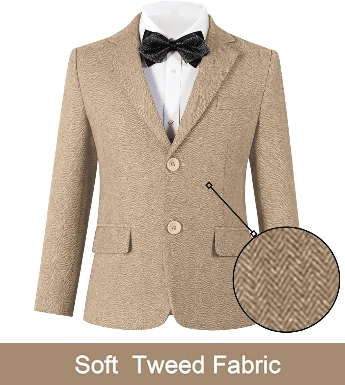 Retro Tweed Boys Suit Blazer Herringbone Jacket for Kids Slim Fit Classic Sport Coat Formal Kid Tuxedo Prom Party Wear - Image 4