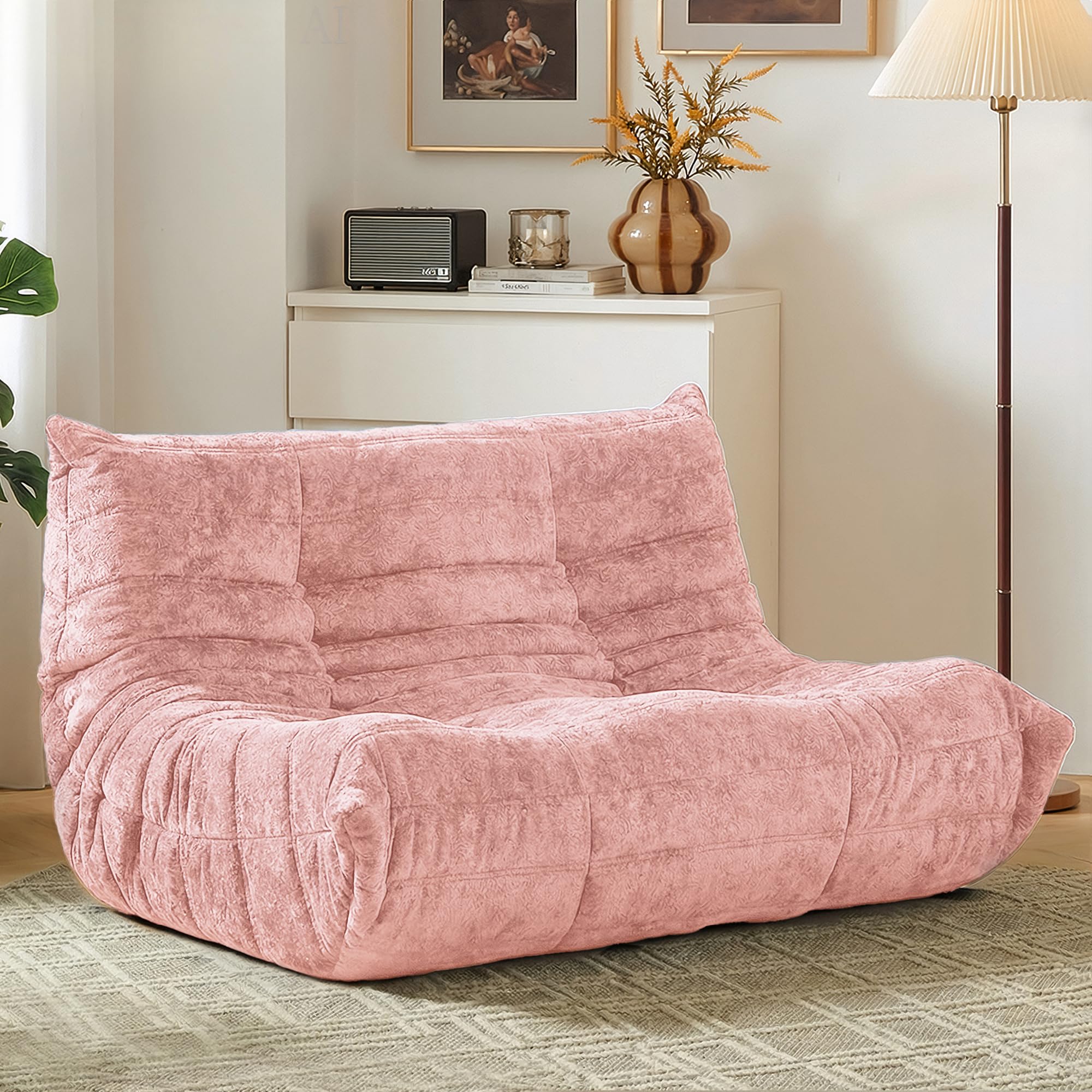 HABUTWAY Giant Bean Bag Chairs Loveseat for Adults,2 Seater,Pink