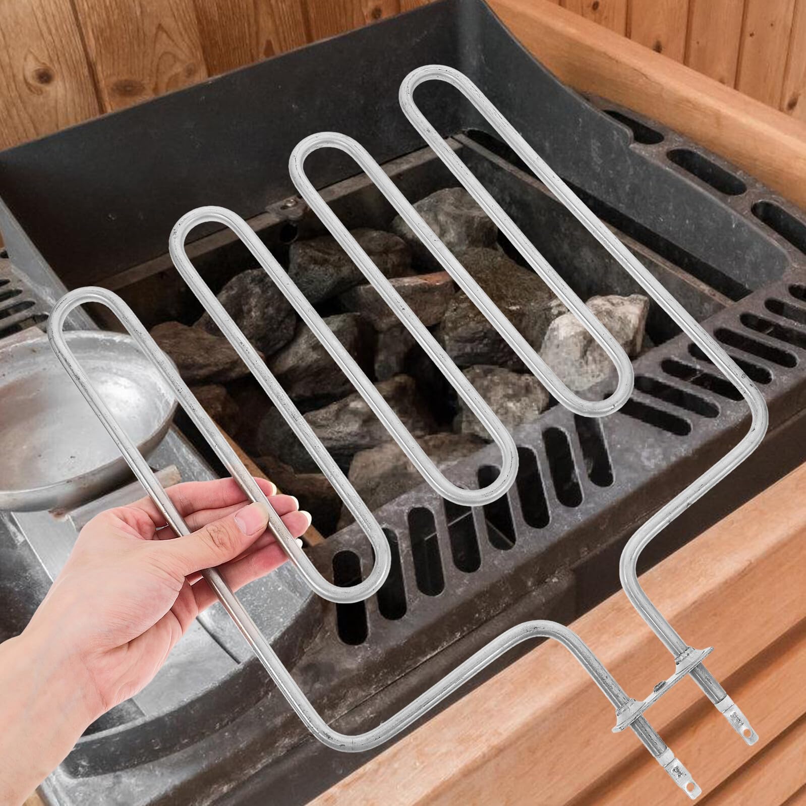 ifundom Élément Chauffant Sauna Robuste INOX Accessoire de Remplacement pour Poêle Sauna et Adapté à Tous Types