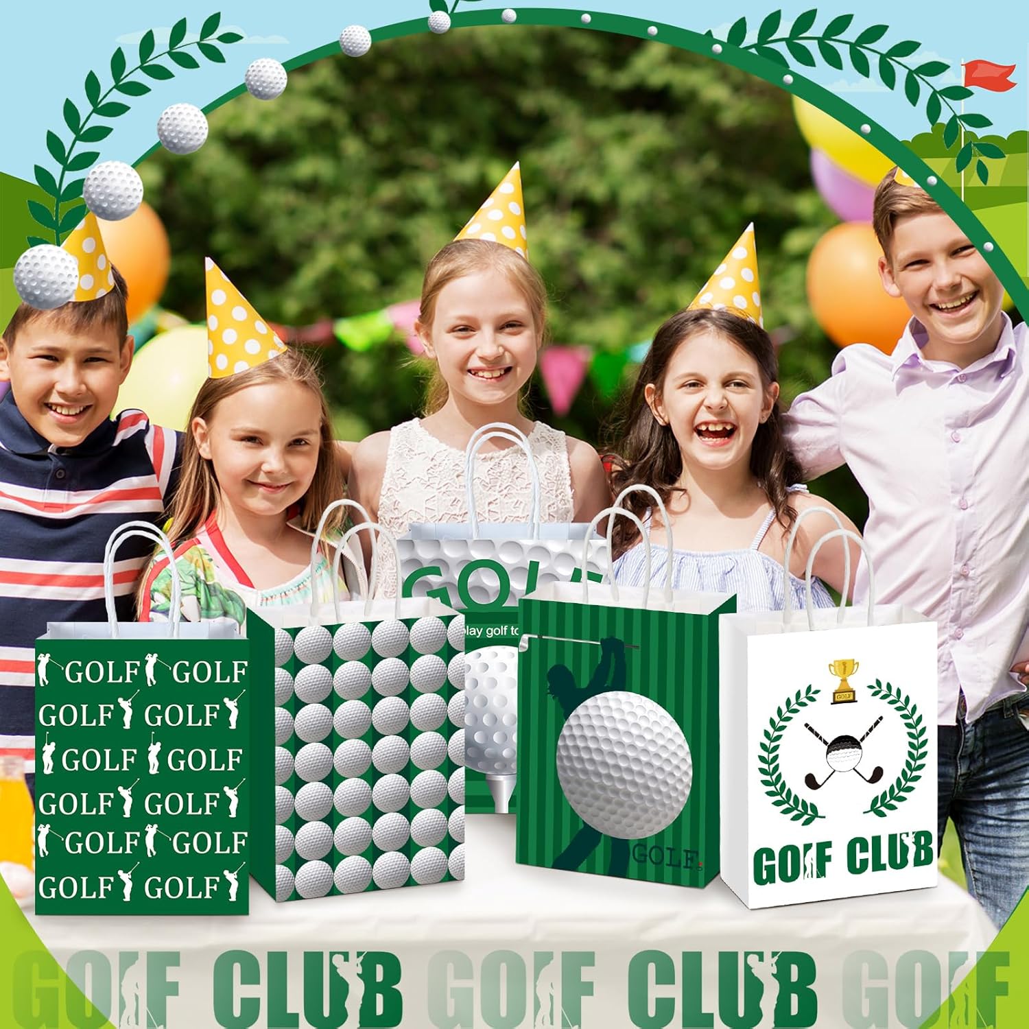 Outus 24 Pcs Golf Party Favor Bags Golf Goodie Gift Wrapping Paper Bags with Handles Portable Sports Ball Candy Treat Pouch for Birthday Party Decorations Supplies - Image 5