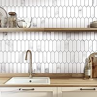 Vista 6 de SUNWINGS Azulejo Backsplash para Cocina Despegar y Pegar, Azulejos Autoadhesivos de Compuesto de Piedra con Patrón de Mármol Sintético Hexágono