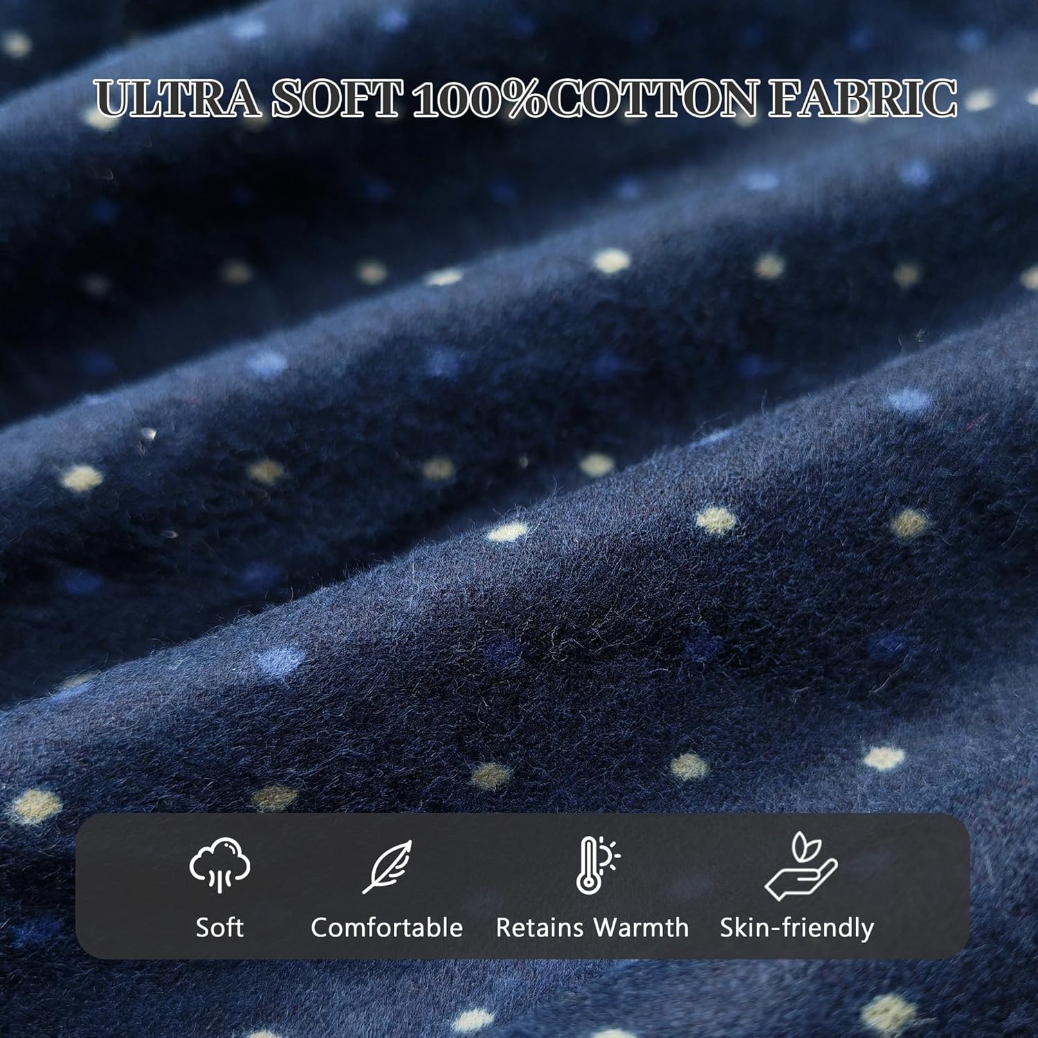 Vulcanodon Men 100% Cotton Pajama Set, Soft Warm Button Down Pajama Sets for Men Comfy Plaid Fun Prints Lounge With Pockets - Image 3