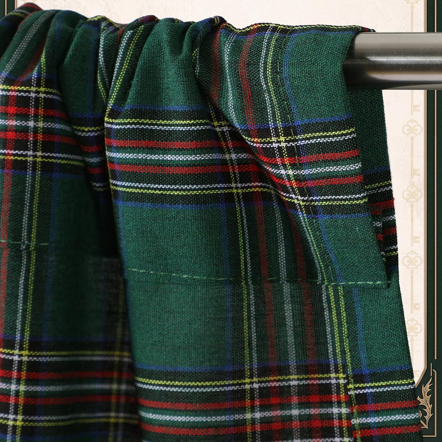 Fanfanwin 2 Pack Christmas Valance Curtains Scottish Tartan Plaid Curtains | 56" x 16", Red Green, Farmhouse Scottish Window Valances Treatment Decor Curtains Rod Pocket Valances for Kitchen Room