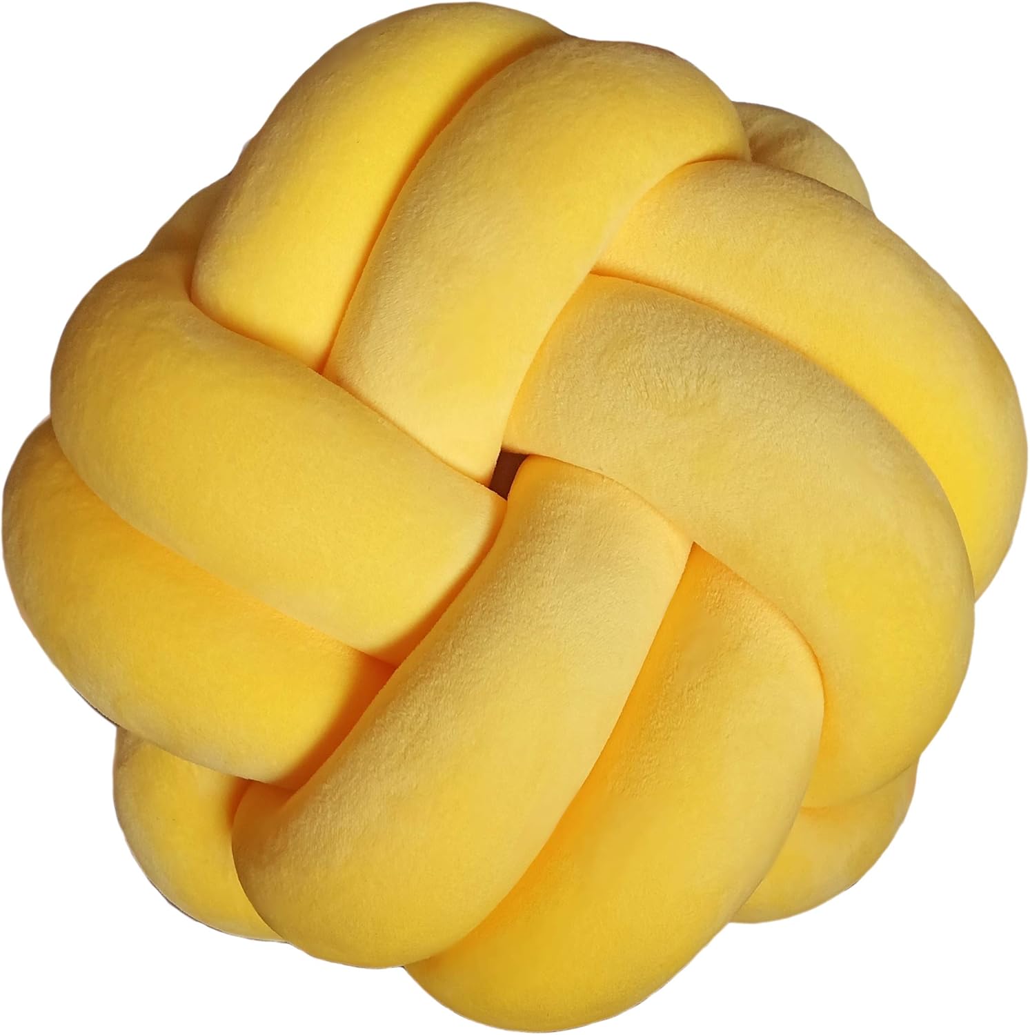 Cyprinus Carpio Elastic Vevet 2 Strands Handmade Weave safa Pillow Knot Pillow Ball,Floor Cushion Household Throw Pillow Ball Decoration (Yellow, 10.6x10.6Inch)