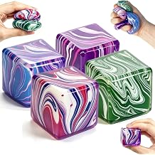 4 Pack Cubes Slow Rising Squishy Stress Cube, Sensory Squeeze Fidget Toys for Kids Adults, Anxiety Relief Hand Squishies, Classroom Prizes & Party Favor Fillers