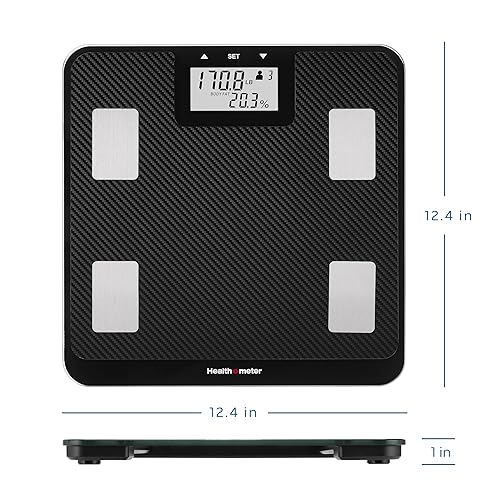 Miniatura 7 de Health o meter Báscula digital de composición corporal  IMC, medición de masa de grasa corporal y agua, seguimiento multiusuario, capacidad de 450