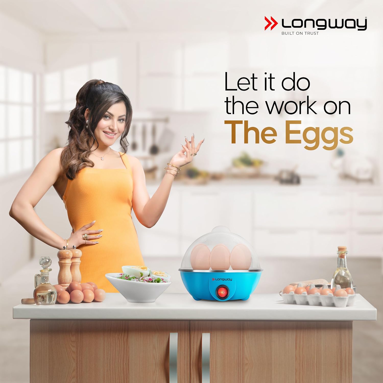 Longway Eggo 350 Watt Egg Boiler/Cooker for Steaming, Cooking & Boiling, 3 Boiling Modes, Boil Upto 1 Years Warranty 7 Eggs (Blue)