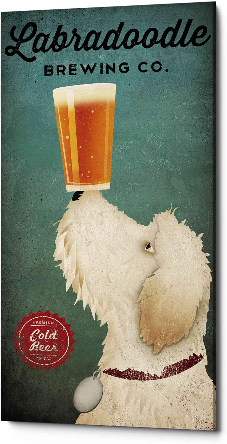 Epic Graffiti 'Labradoodle Brewing' by Ryan Fowler, Canvas Wall Art, 12"x24"