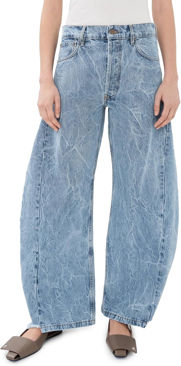 A.W.A.K.E. Mode Women's Acid Wash Denim Side Insert Jeans