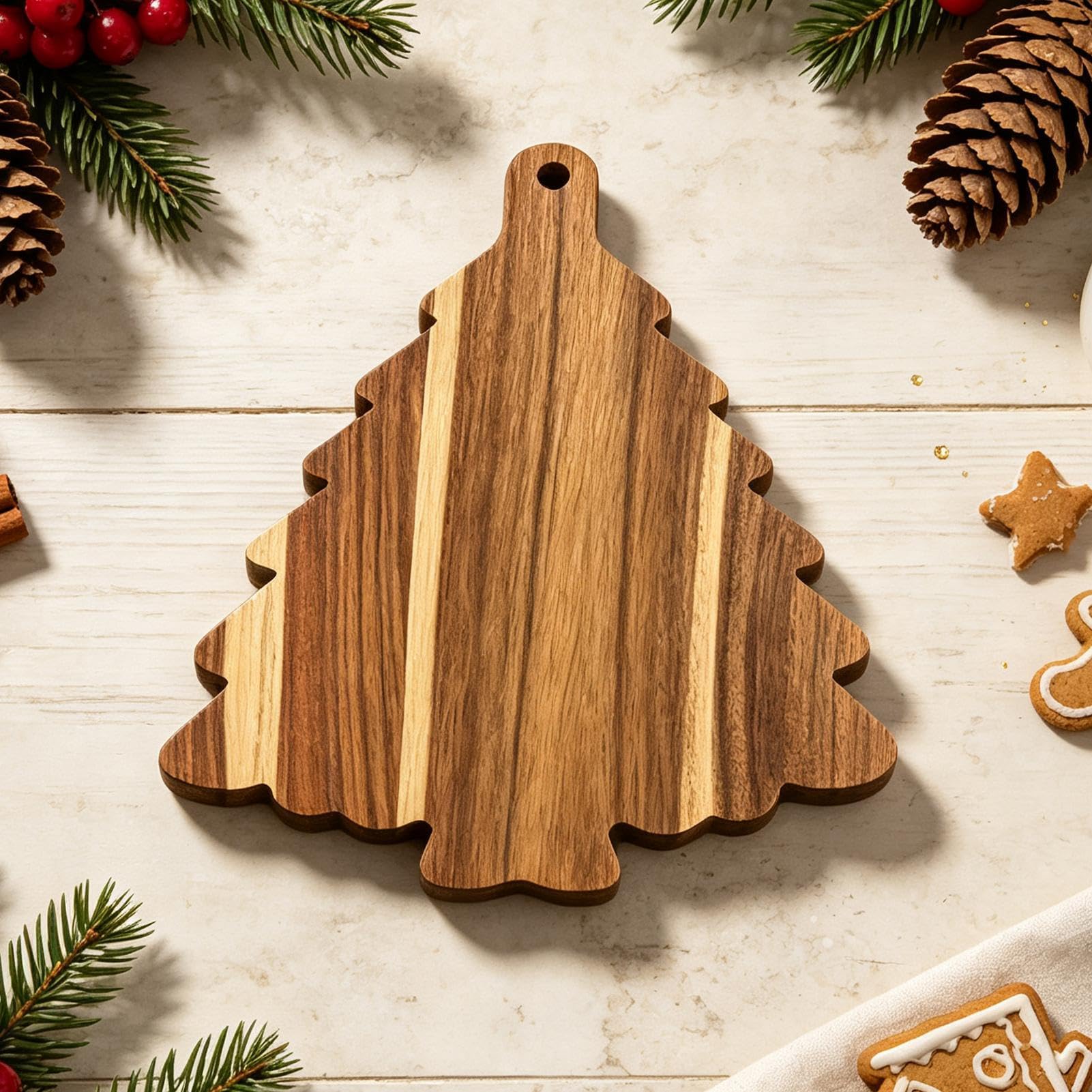 Planche à charcuterie sapin de Noël Plateau de service apéritif en bois