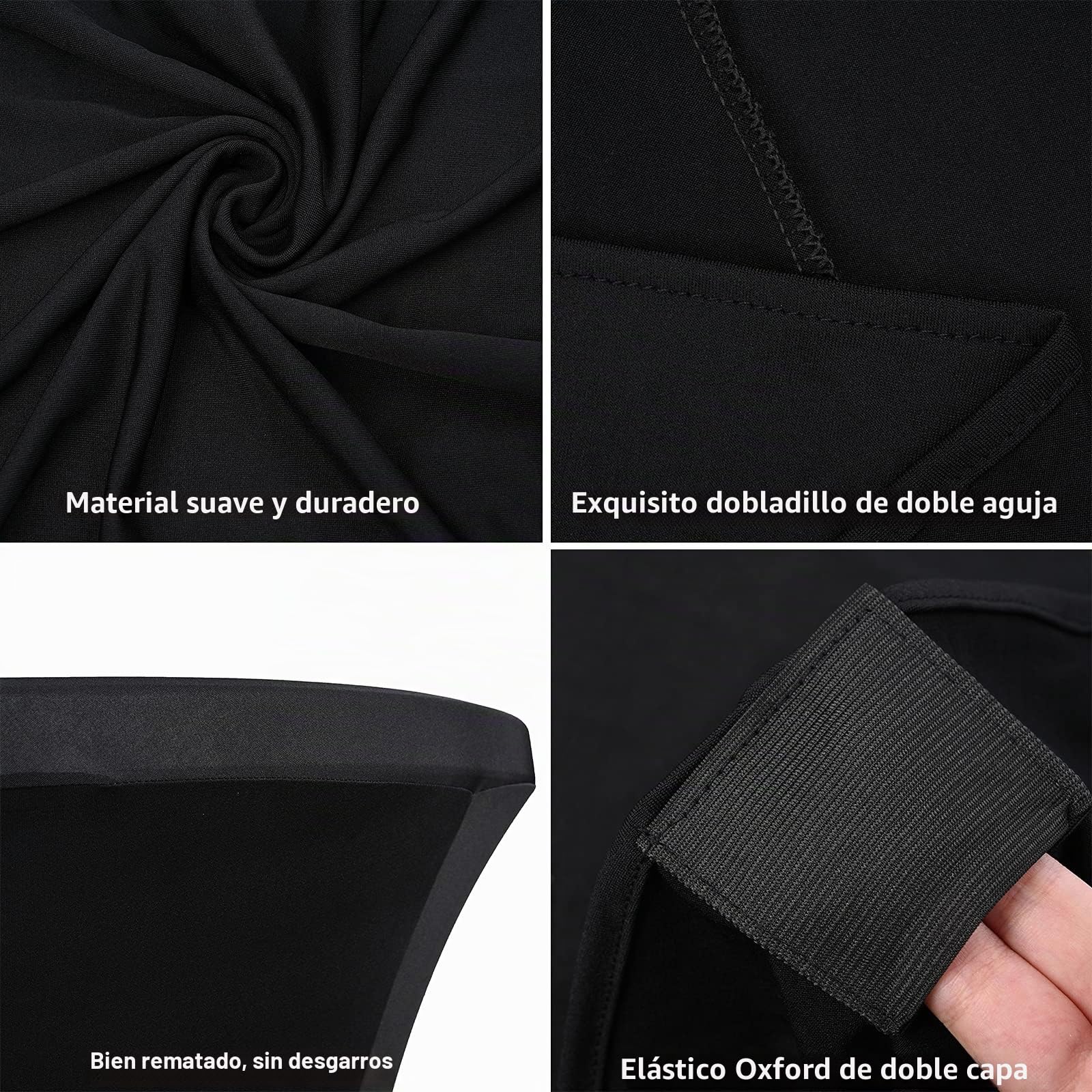 Pesonlook Paquete de 6 manteles Lycra Spandex 80-85 cm elásticos de Licra para cóctel con Esquinas cuadradas,para Mesa Alta, Mantel Redondo para cóctel, Mantel para Bar, Boda, Banquete, Mesa(Negro)