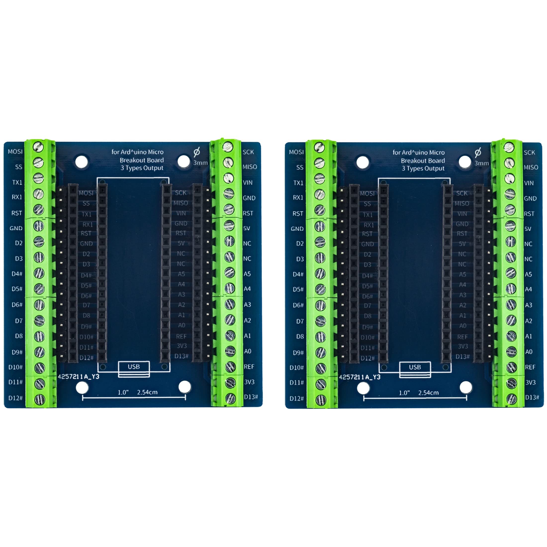 whiteeeen 2pcs Terminal GPIO Expansion Board 3 Types Output Breakout Board for Arduino Micro
