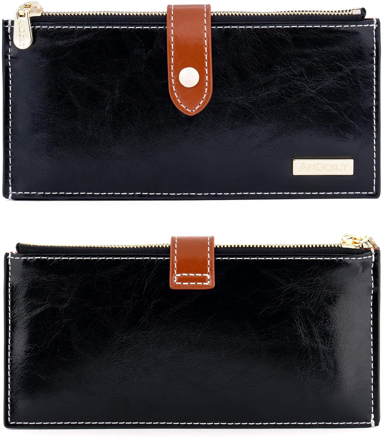 ANDOILT Wallets for Women Genuine Leather Wallet RFID Blocking Bifold Multi Card Case Purse with Zipper Pocket Handbag - Image 3