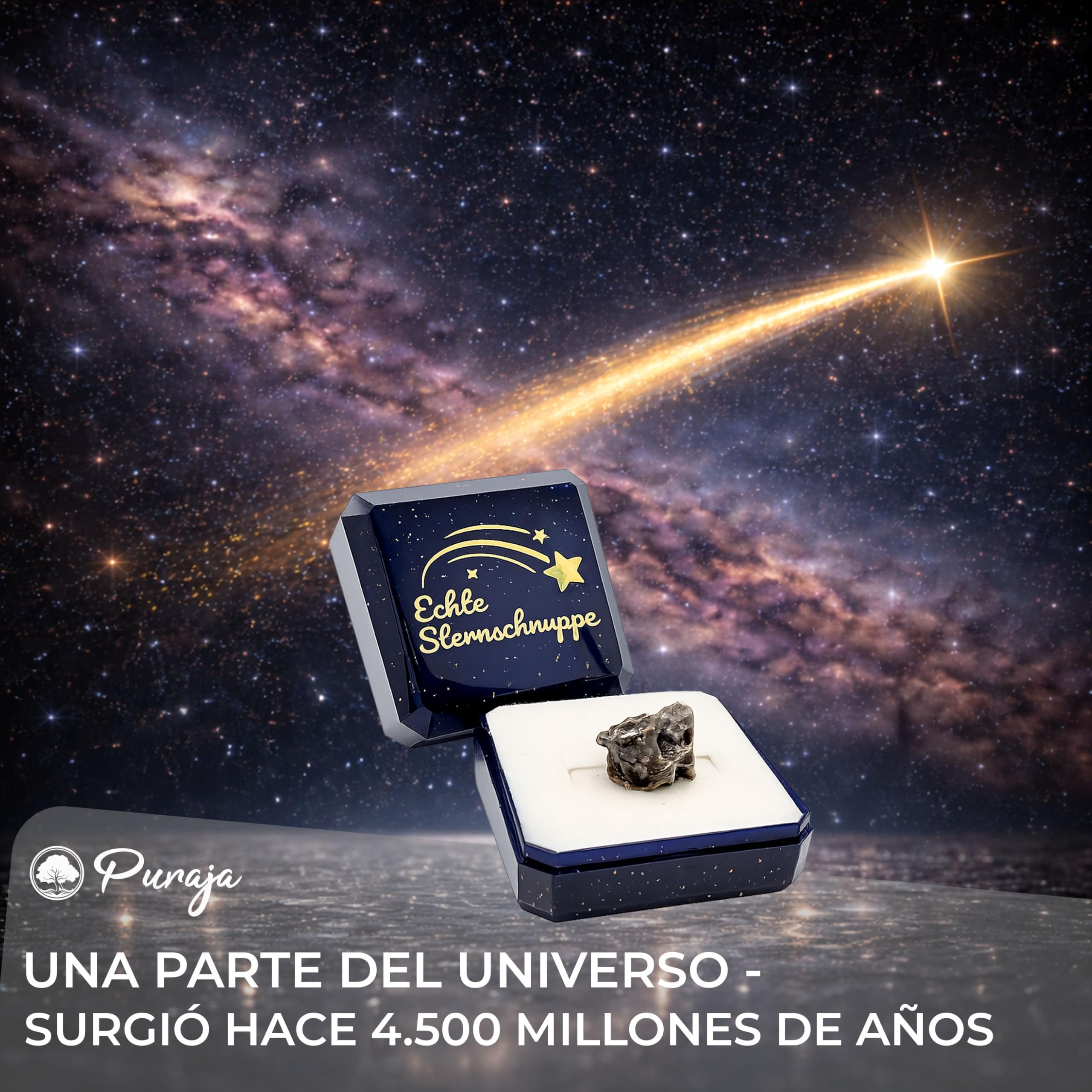 PURAJA Meteorito Estrella fugaz auténtica con Certificado | Regalo para cumpleaños, Bodas, Aniversarios | Amuleto de la Suerte