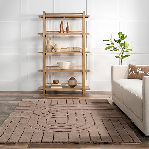 Miniatura 9 de nuLOOM Dawn - Alfombra geométrica lavable a máquina para sala de estar, dormitorio, comedor, cocina, 5 x 8 pies, color marrón