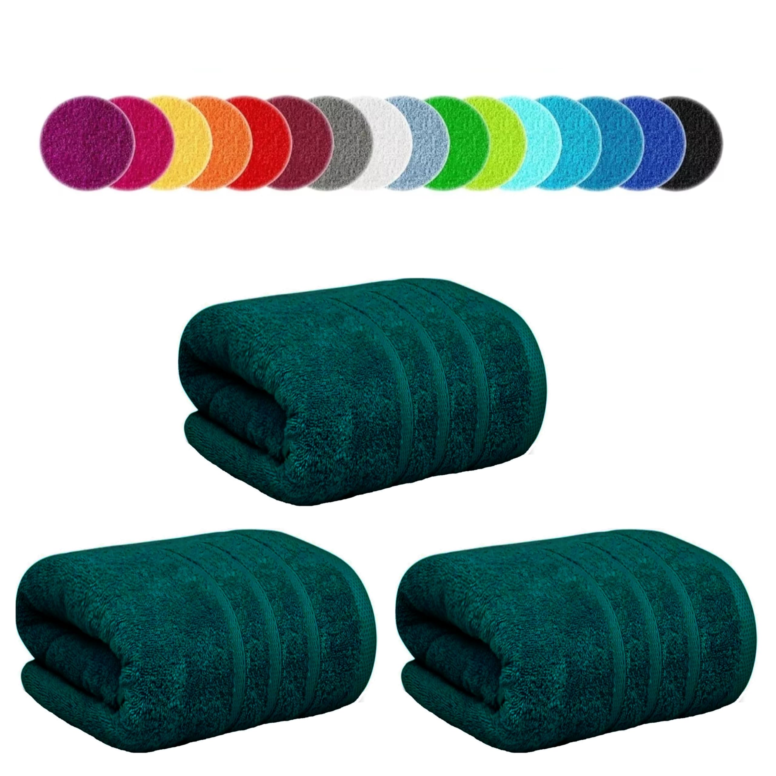 Set of 3 Jumbo Bath Sheets 100x200cm, 600-GSM Extra Large Big Beach Towel 100% Egyptian Cotton XXL Super Soft Bath Towels Set (Blue Lagoon, 3) — image 1