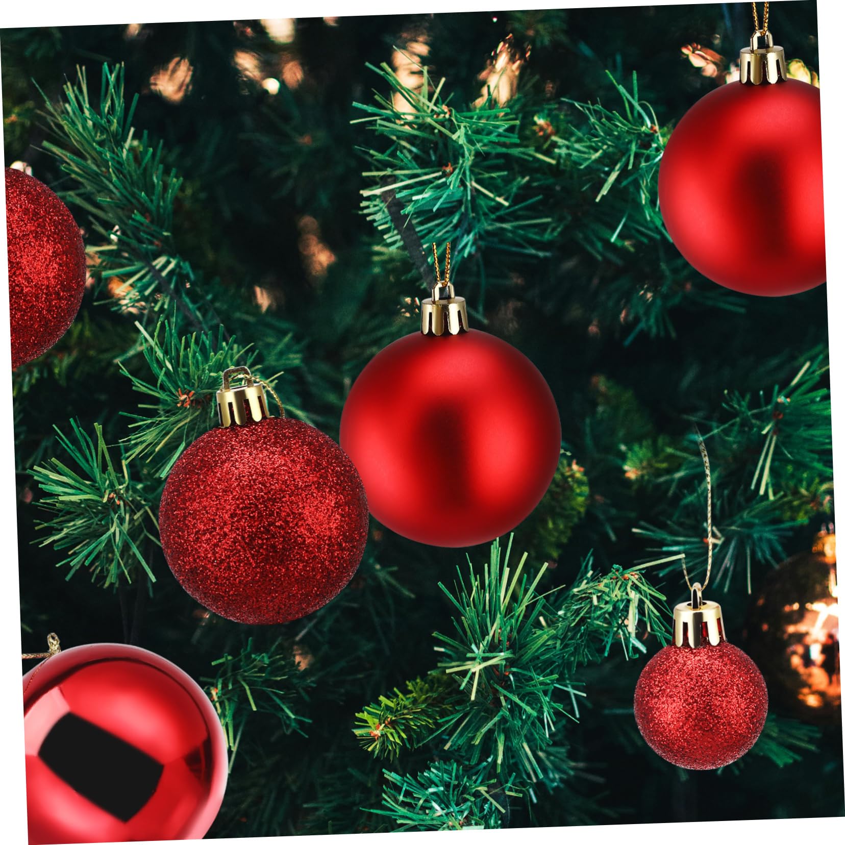 Cabilock Lot de 100 Boules de Noël Rouges Galvanisées Creuses pour Décorations d'arbre de Noël