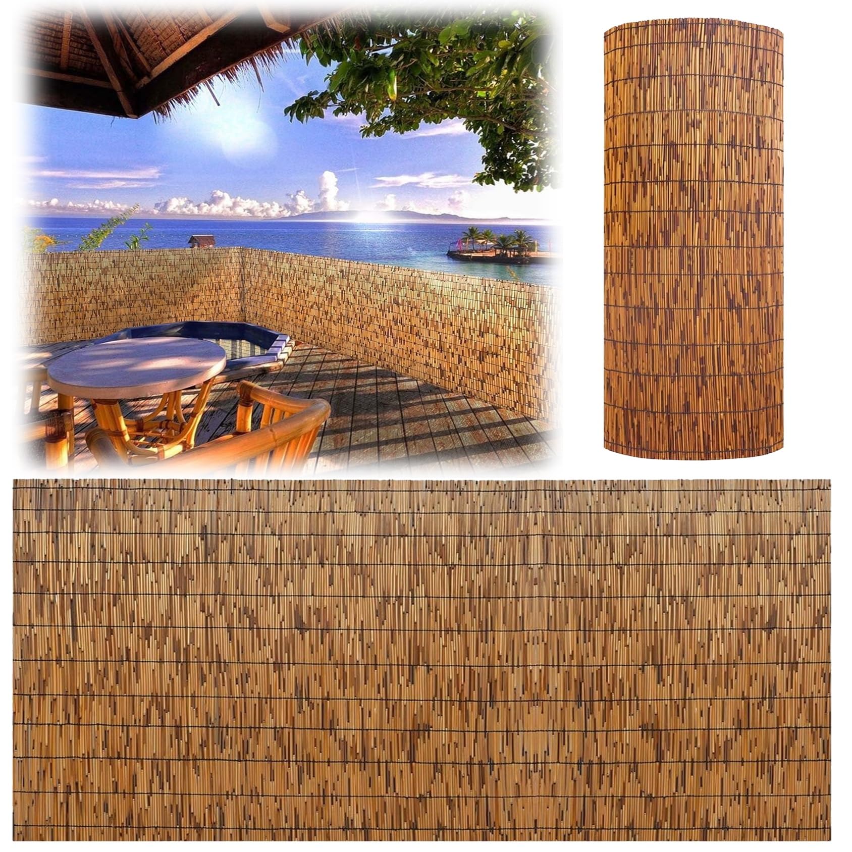 CMJYMX Reed Privacy Fencing - Bamboo Slat Fence For Room Porch Pool Roof Wall Decoration Weatherproof Screen Fencing - Customized Size(H30*L300cm)
