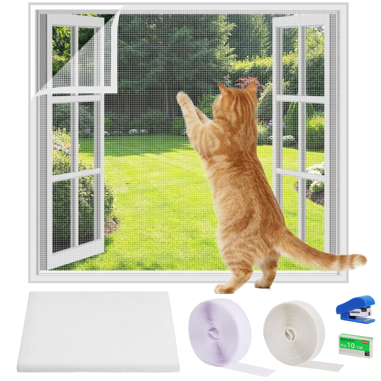 AOOWU Fly Screens For Windows, Adjustable DIY Fly Screen Window 130x 150 cm, Window Screen Mesh, Window Netting for Insects, Insect Mesh Mosquito Bug Net, Cuttable Mosquito Net, Pet Screen, White