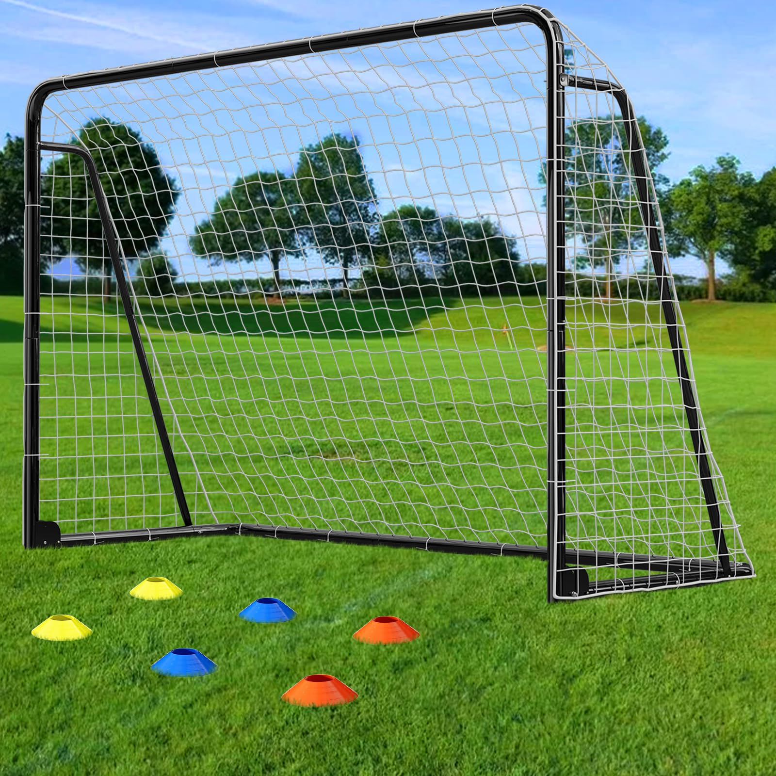 Ryuhic Fußballtor für Garten - Robustes Fussballtore Outdoor Training - Einfacher Aufbau Fußballtor mit Stahlrahmen oder PVC Rahmen, Klappbar oder Feststehend – für Training, Garten und Verein