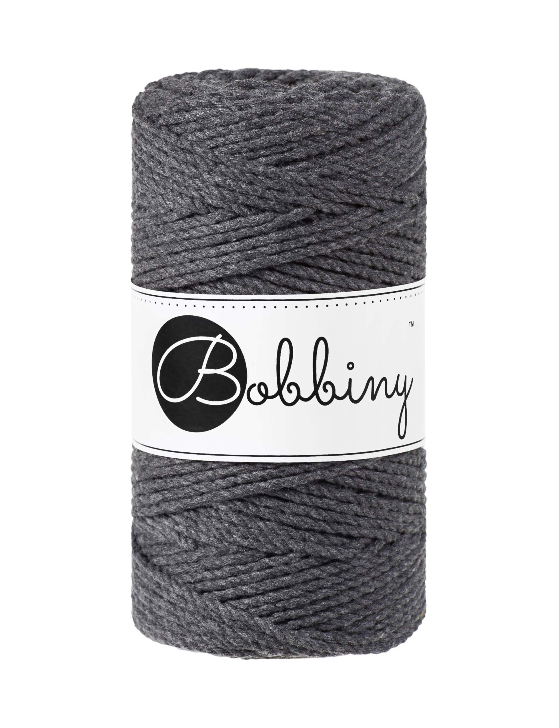 Bobbiny Charcoal Regular 3Mm 3 Ply Macrame Cord (Charcoal) 100M