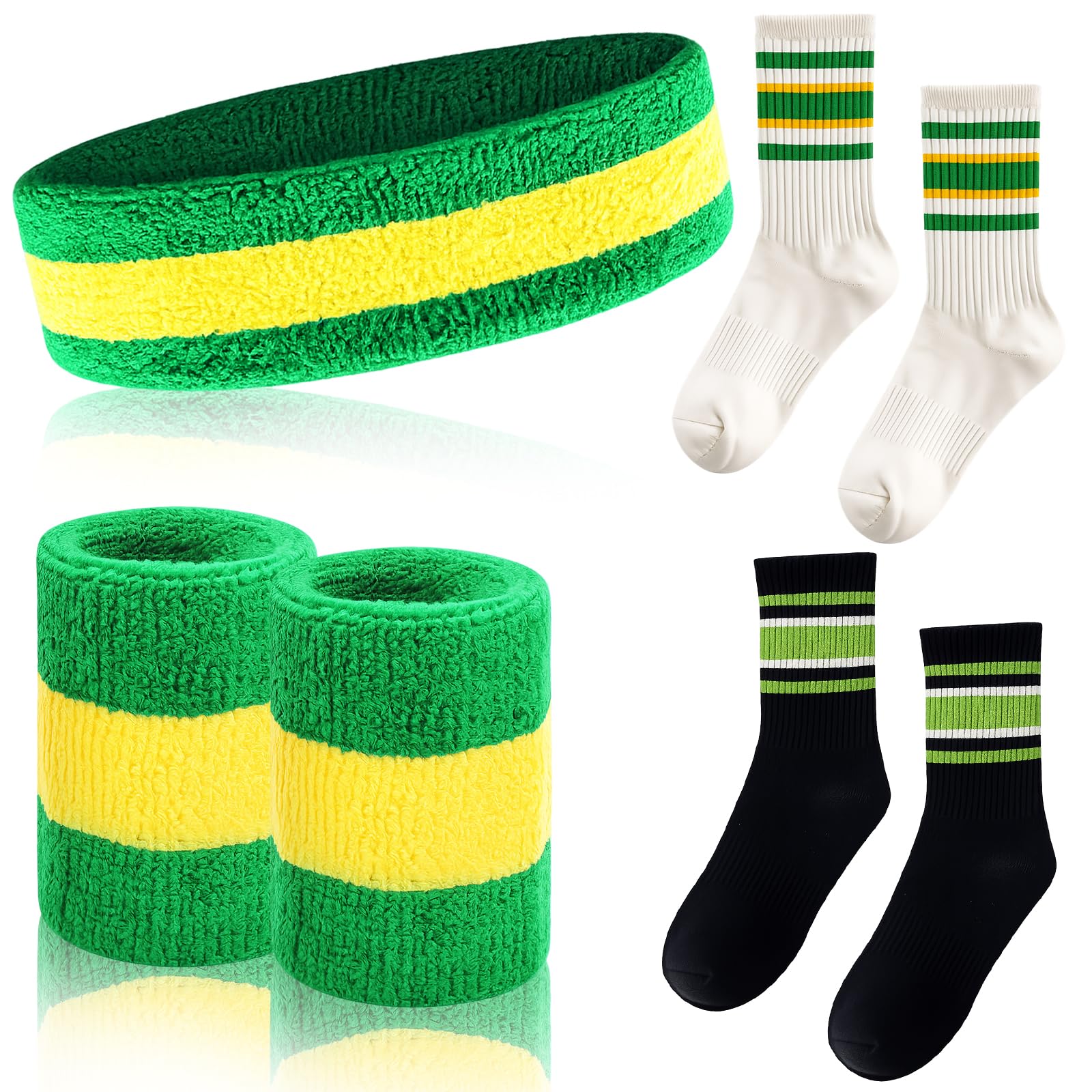 3-piece Sweat Bands Set, Sports Headbands with Towel Wristbands and Socks Set, Wrist Sweat Bands for Sports Activities, Sweatband for Men and Women, High Elasticity Sweatbands Set for Exercise and Fit