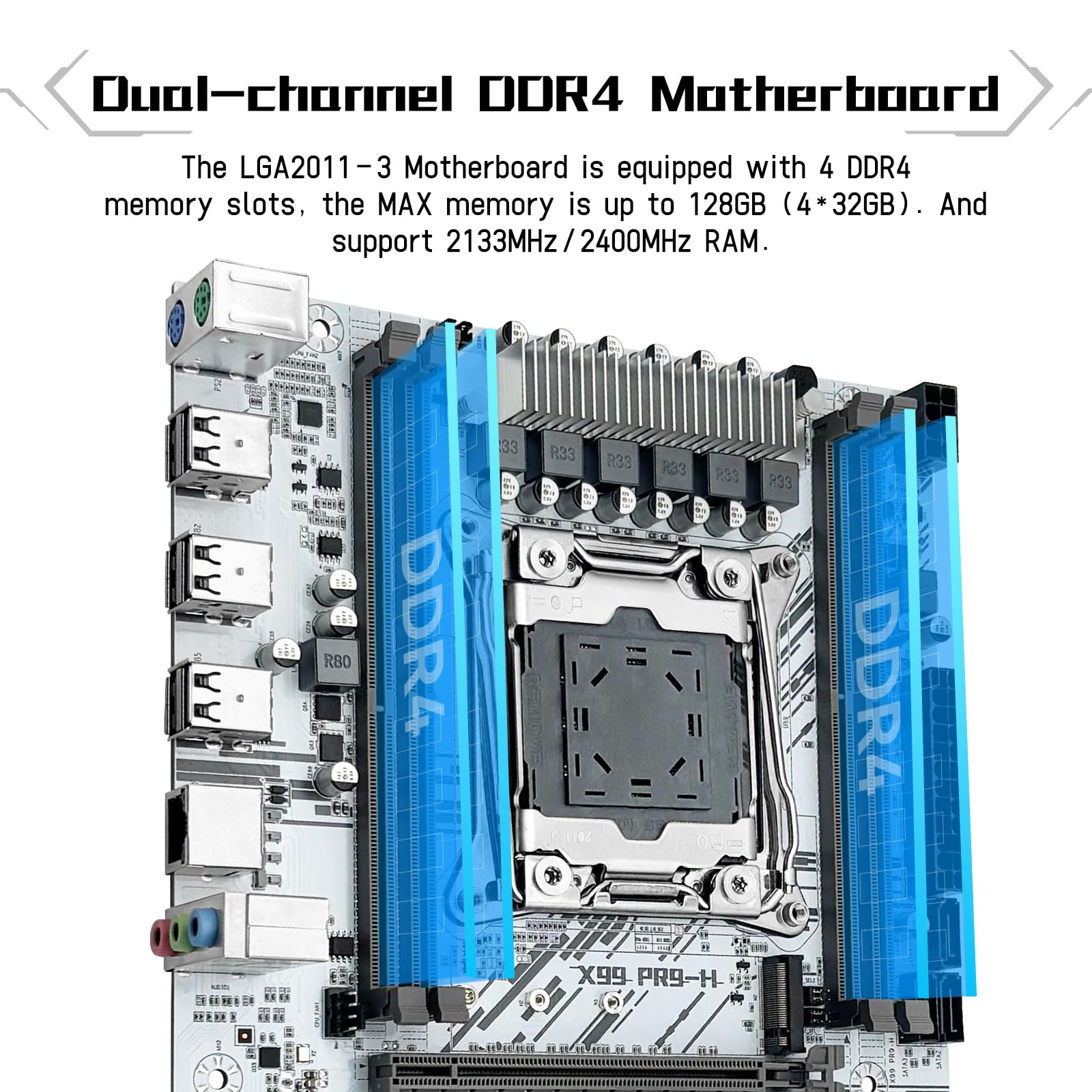 SHANGZHAOYUAN X99 PR9-H1 Scheda madre Micro ATX Server Intel E5 V3/V4 e Core i7, DDR4 128 GB Max, NVME/NGFF M.2, PCIe X16, LAN Gigabit