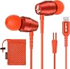 LUDOS OMNITONE USB C Headphones for iPhone 16 15 Pro Max Plus iPad Pro, USB-C Earbuds for Galaxy S24 S23 Ultra S22 S21 S20 A55 A54 A53, USB Type C Earphones - Coral