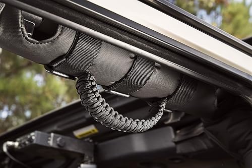 Miniatura 8 de Rugged Ridge 13505.30 Paracord - asa de cable de paracaídas (2 unidades), color negro, Roll Bar Mount, GrisNegro