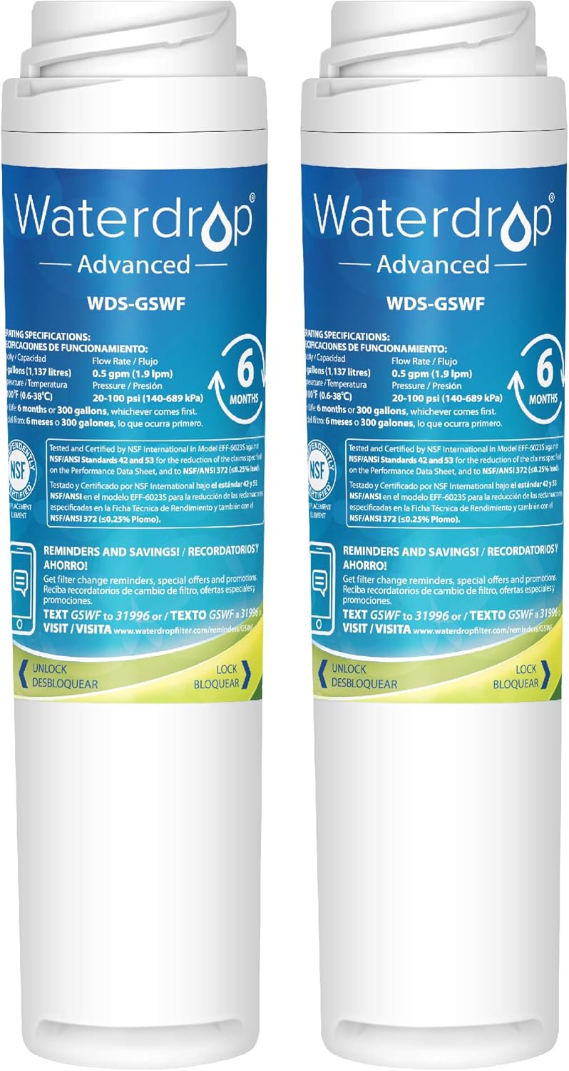 Waterdrop Refrigerator Water Filter, Compatible with GE