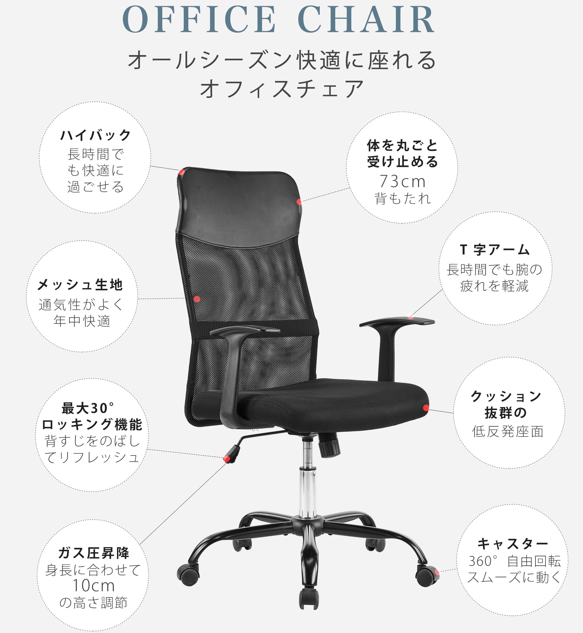 Amazon.co.jp: オフィスチェア メッシュ デスクチェア ハイバック