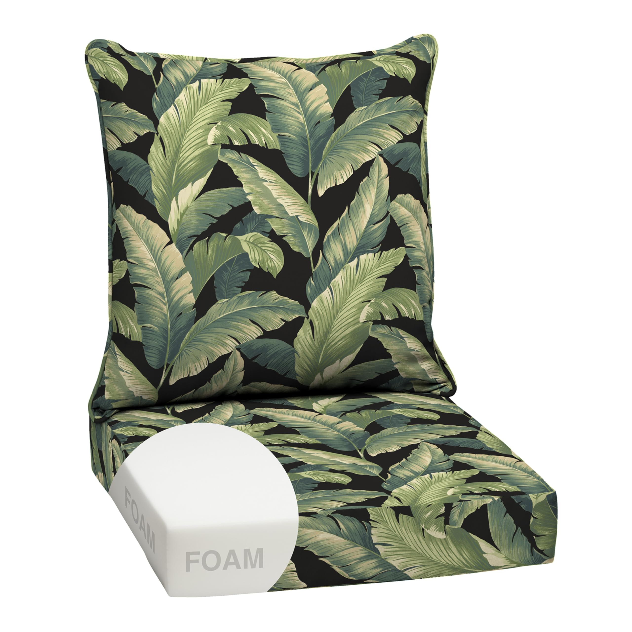 Arden Outdoor Foam Deep Seat Cushion Set, 24 in x 24 in, Weather-Proof, Rain-Proof, Fade Resistant Patio Cushion, Bottom and Back Cushion for Chair, Sofa, and Couch Onyx Cebu — image 1