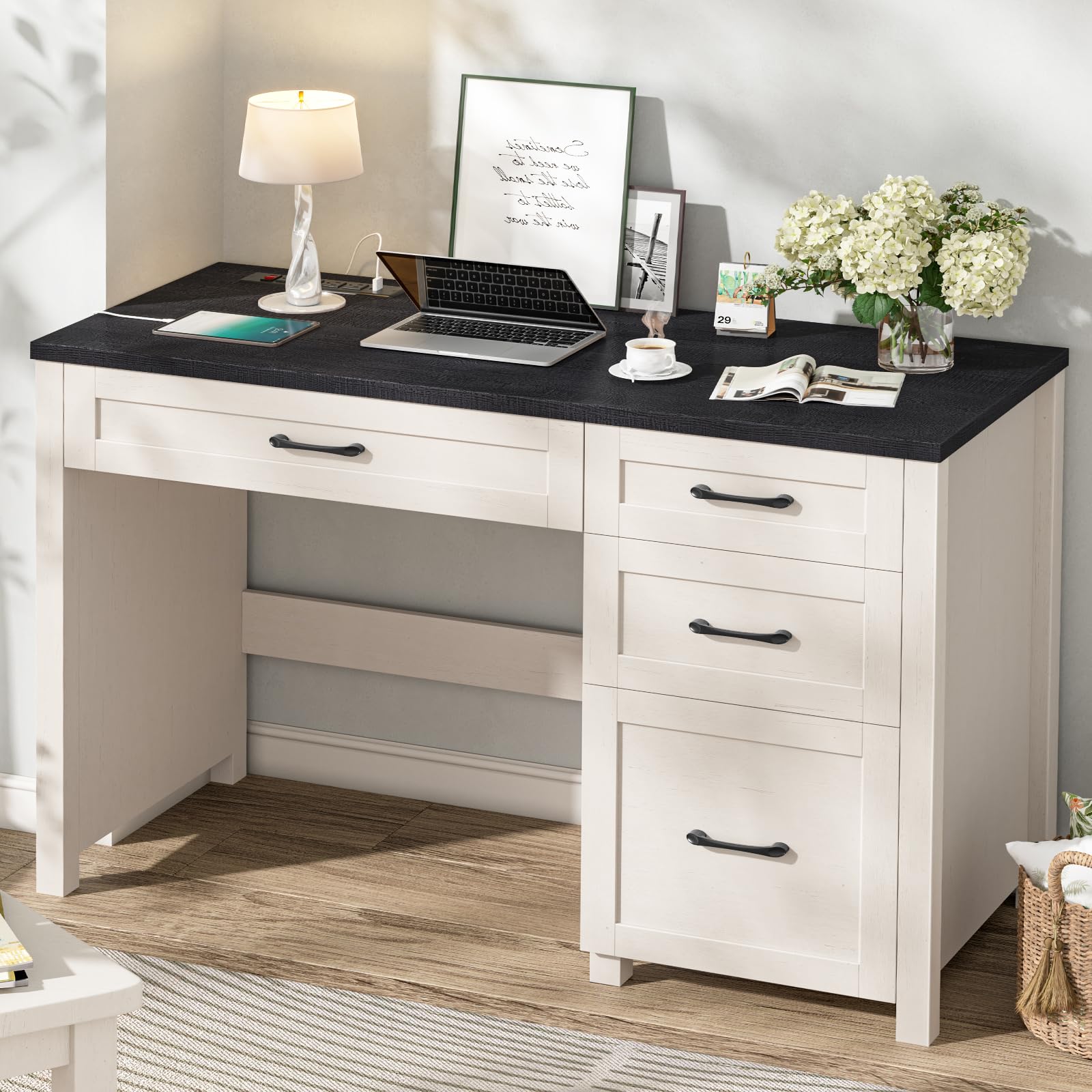 Computer Desk With File Drawer Farmhouse 47 Executive Desk With ...
