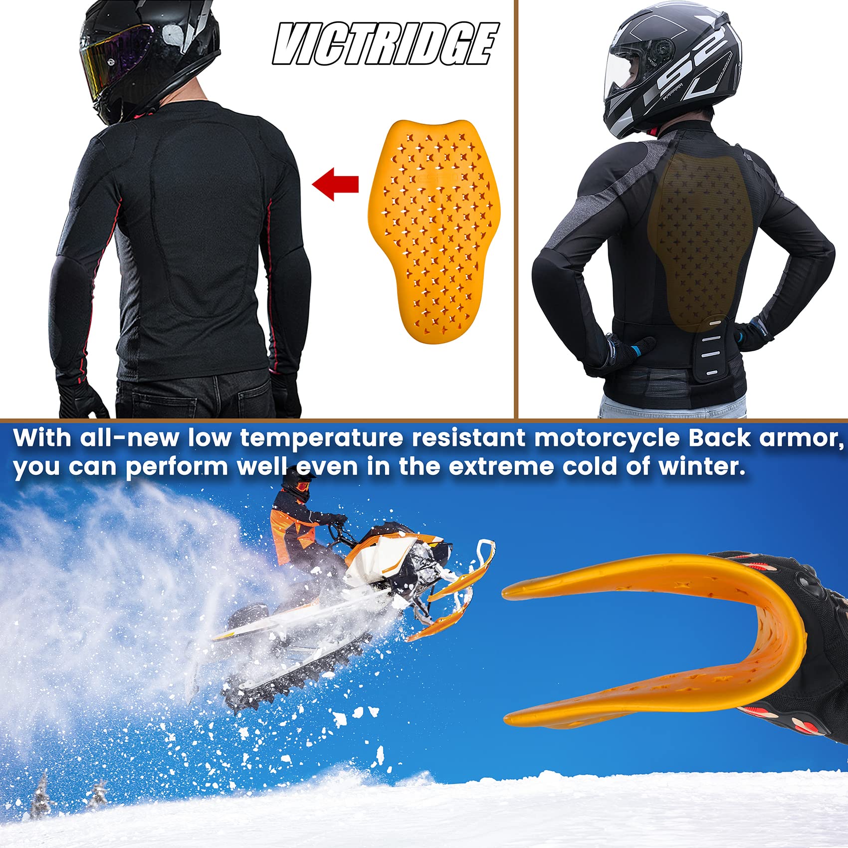 Protection dorsale de moto - Résistance aux basses températures -30 ℃ - Coussinets d'insertion CE Armor (jaune - BACK JAUNE)