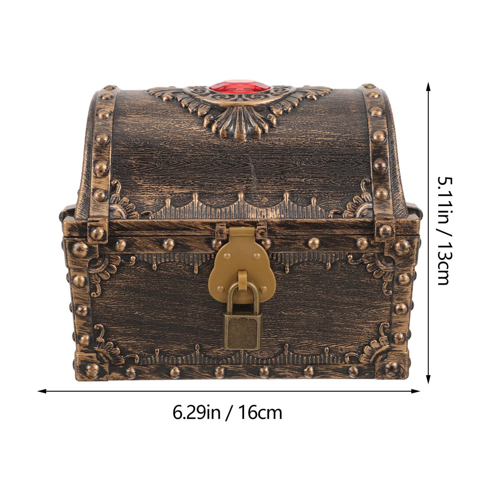 Cofre Del Tesoro Pirata Mini Para Niños - Adorno De Fiesta, Juego De Roles, Almacenamiento De Joyas, Medidas 8.3x5.7x5.2cm, Color Dorado