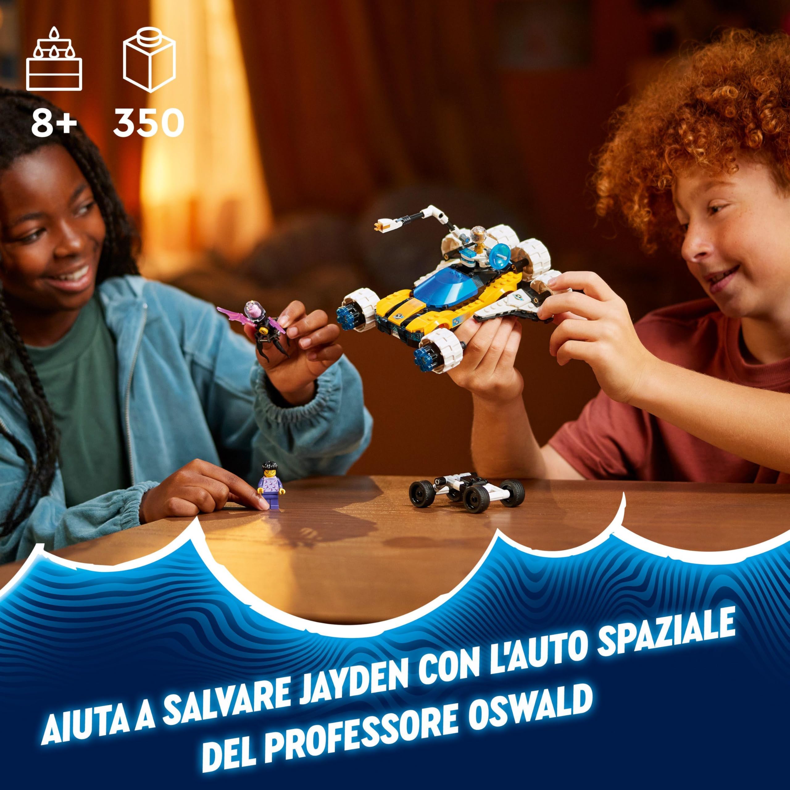 LEGO DREAMZzz 2 in 1 L’Auto Spaziale del Professor Oswald, Macchina Giocattolo Trasformabile, Salva Jayden con l'Astronave o con il Rover Spaziale, Regalo Fantasy per Bambini e Bambine da 8 Anni 71475