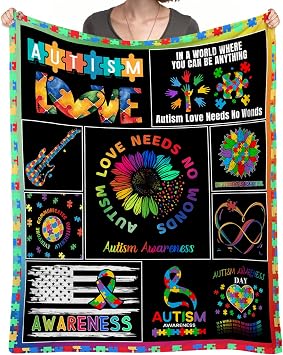Autism Blanket Gifts, 40"*50" Flannel Throw Blankets Soft Warm Cozy for Kids Adults, Autism Awareness Throws for Couch Sofa Bed