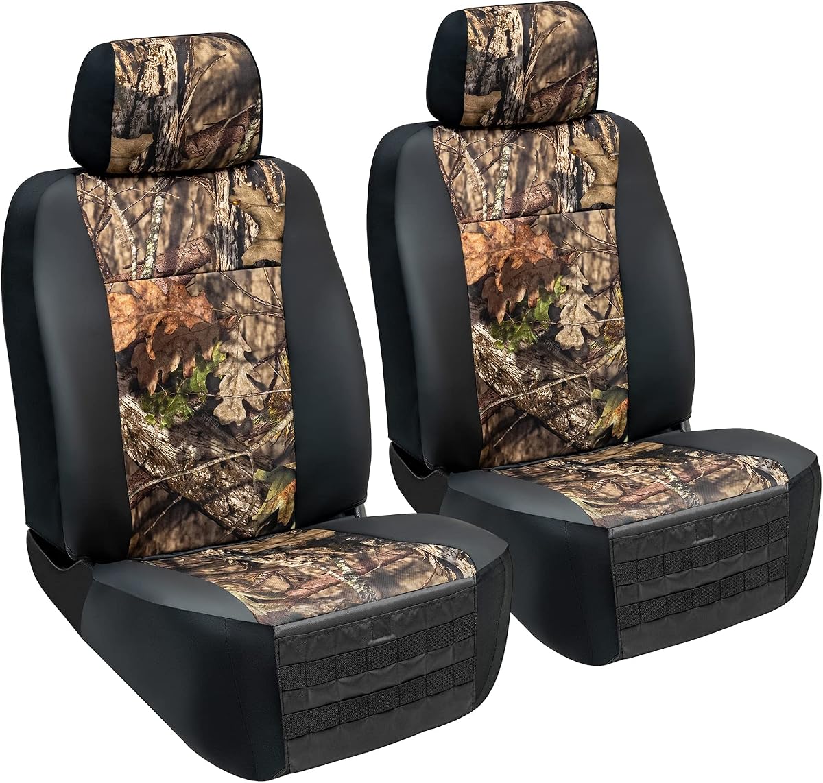 LPI Truck Mossy Oak Camo Heavy Duty Front Seat Covers 2PCS, for Pickup/SUV | 600D Oxford, Front and Rear Storage Pockets, Built-in Molle Organizer, Semi-Custom Fit, Fits Full-Size Pickup Trucks & SUVs