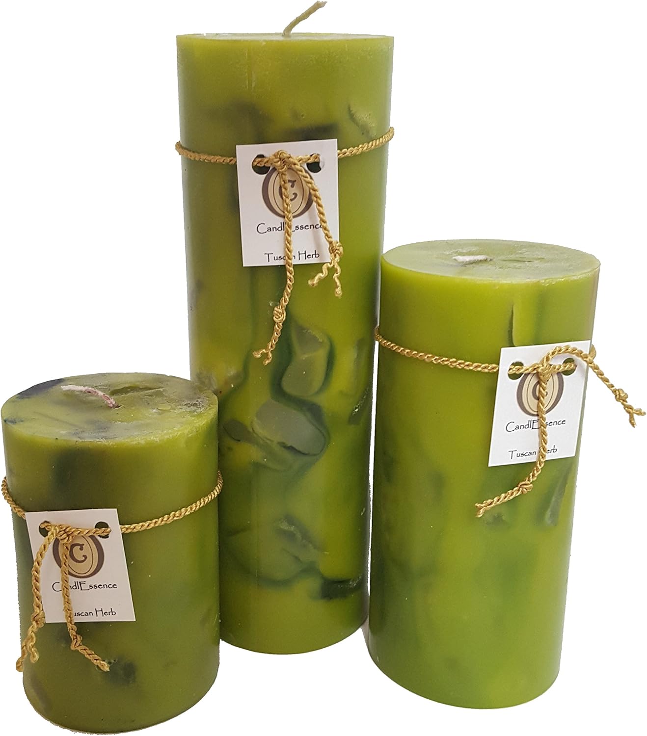 Handmade Scented Candle - Long Burning Pillar - Tuscan Herb Scent (Set of 3)