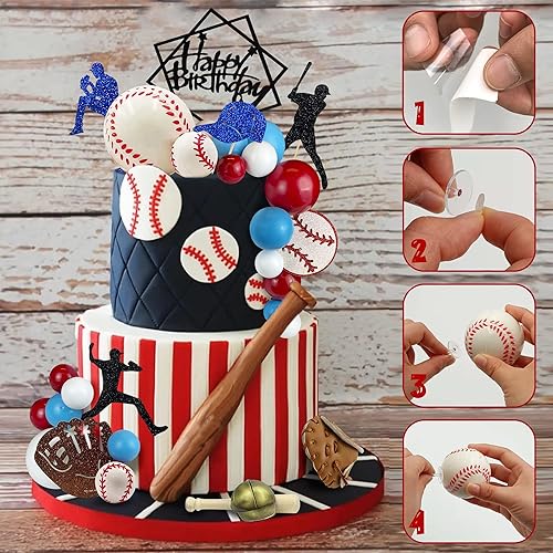 Miniatura 5 de Decoraciones de Pastel de Béisbol Suministros de Decoración de Fiesta Temática Deportiva Decoraciones de Pastel Temático de Béisbol Adorno para