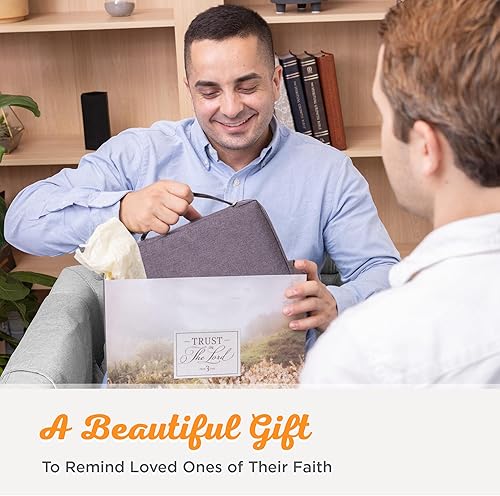 Miniatura 67 de Funda de lona para hombres y mujeres con cremallera para Biblia o libro con asa. Azul marino/Be Still