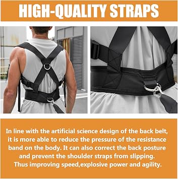 Sled Pulling Harness, Tire Pulling Harness with Pull Strap for Resistance Training, Adjustable Padded Shoulder Strap