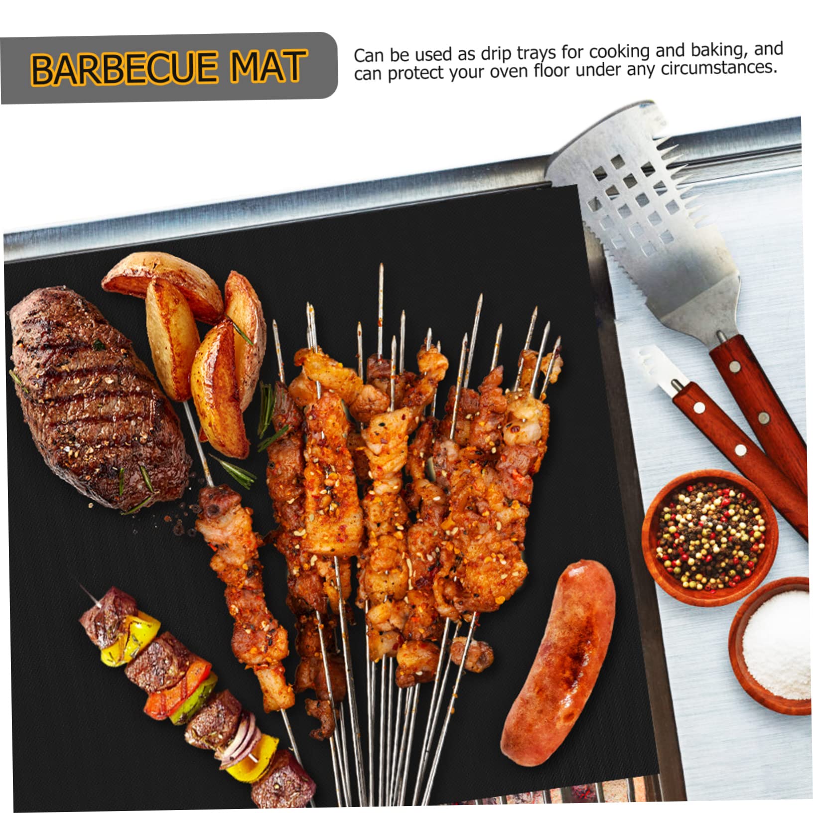 ABOOFAN Tapis de Cuisson Barbecue Réutilisable 9 Pièces, Fibre de Verre Noire, Antiadhésif, Résistant aux Hautes Températures, pour Plancha et Four